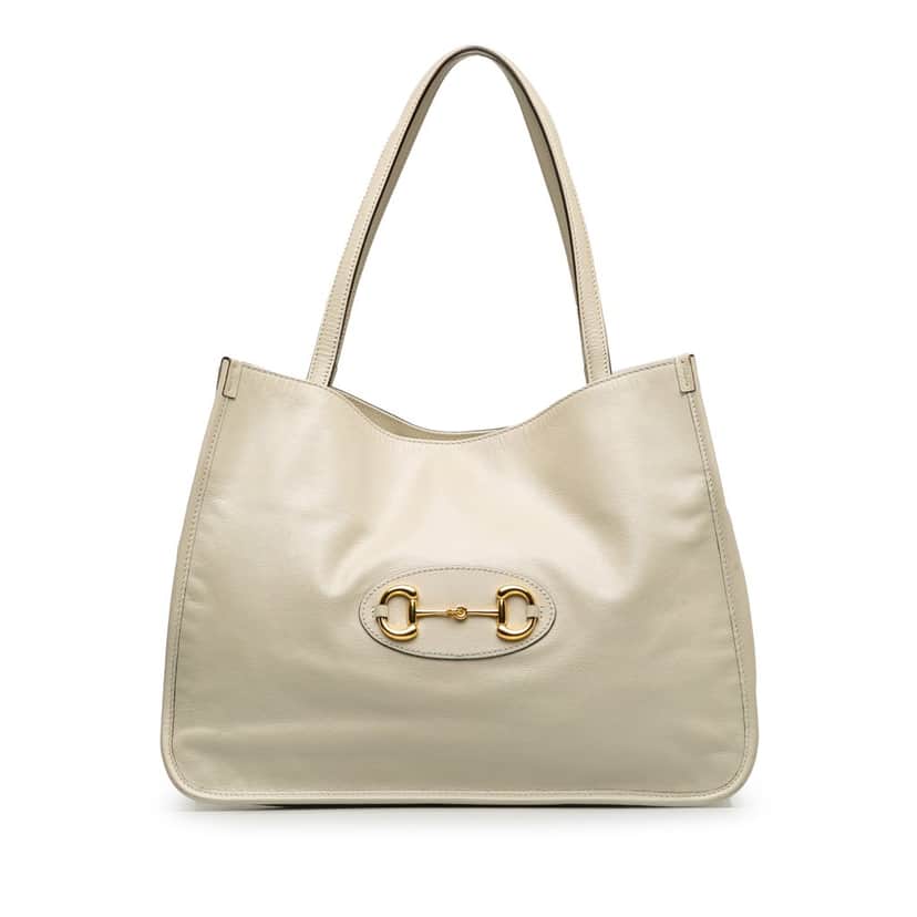 Gucci Horsebit 1995 Leather Tote Bag White Leather Good condition - Front View