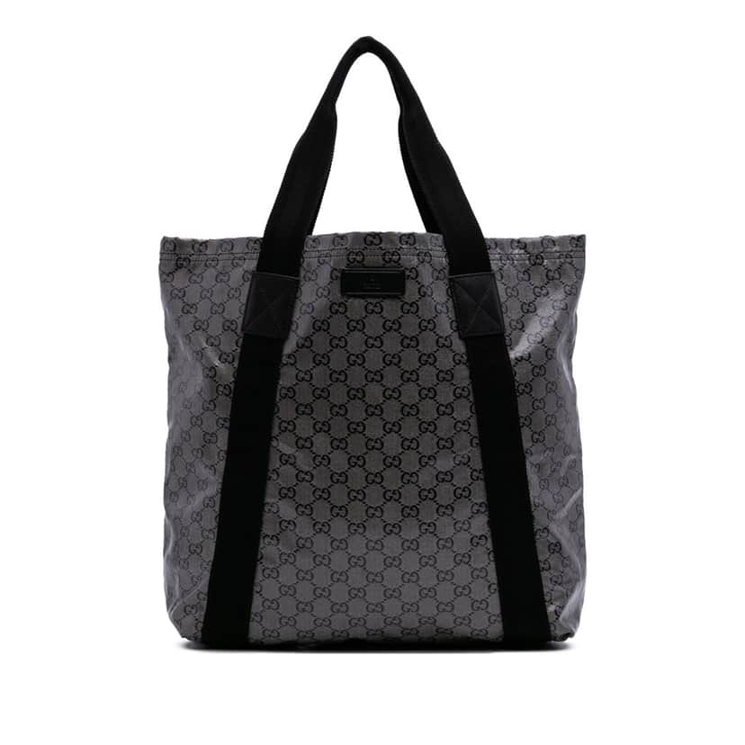 Gucci GG Crystal Web Tote Grey Canvas Good condition - Front View