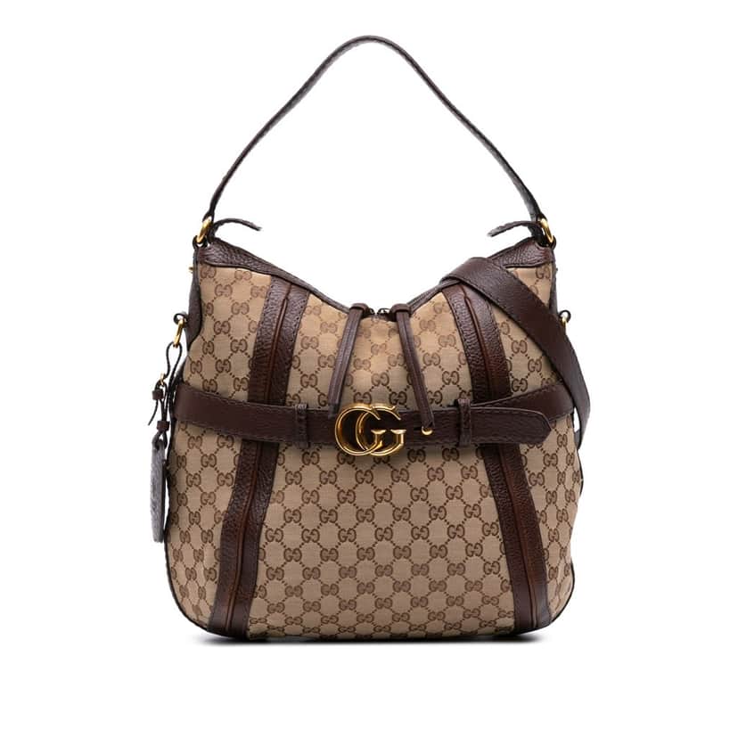 Gucci Medium GG Canvas Running Satchel Brown Canvas Good condition - Front View