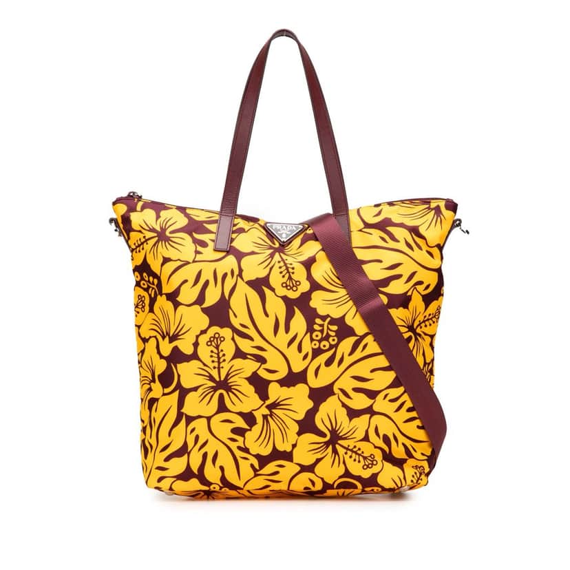 Prada Tessuto Stampato Tote Yellow Good condition - Front View