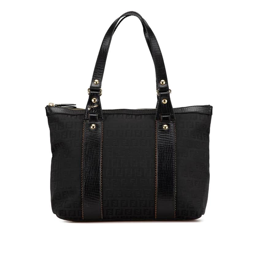 Fendi Zucchino Canvas Handbag Black Canvas Good condition - Front View