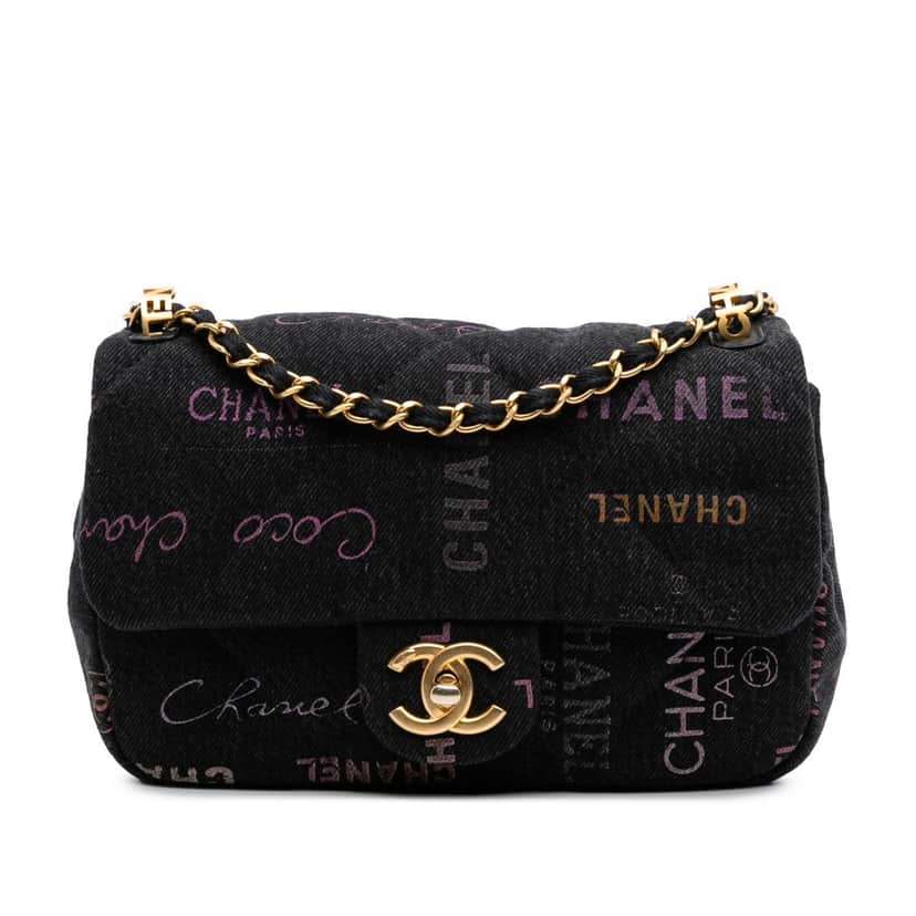 Chanel Mini Rectangular Quilted Denim Mood Flap Grey Denim Good condition - Front View