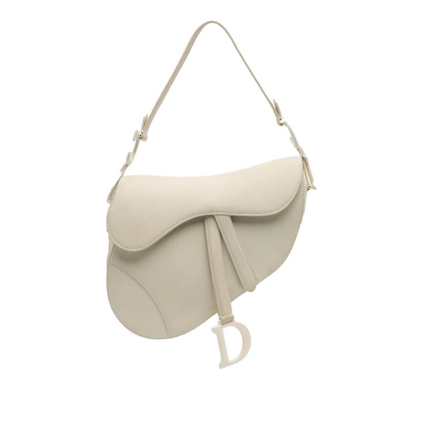 Dior Ultra Matte Calfskin Saddle Bag White Leather Good condition - Front View
