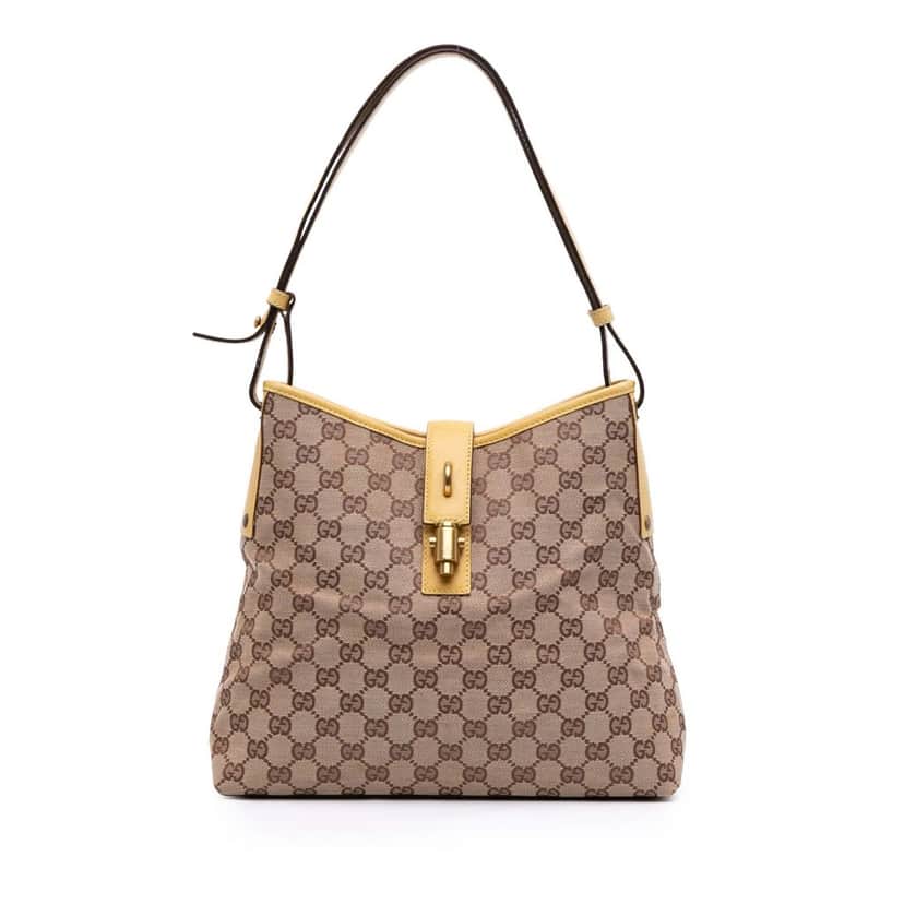 Gucci GG Canvas Piston Shoulder Bag Brown Canvas Good condition - Front View