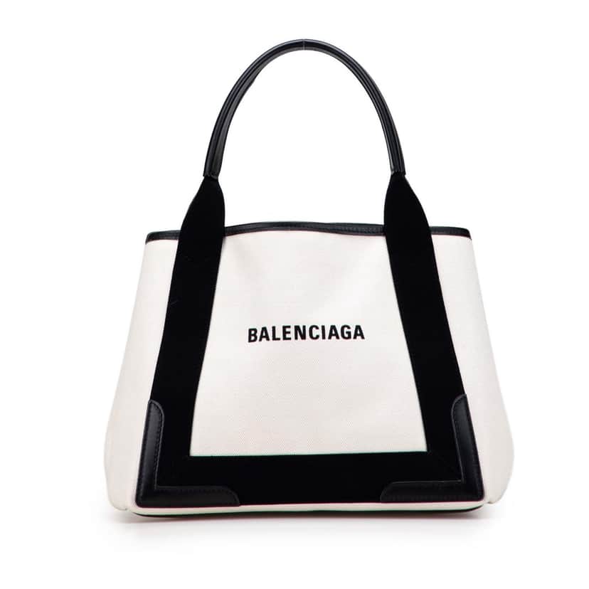 Balenciaga Canvas S Navy Cabas Tote White Canvas Good condition - Front View