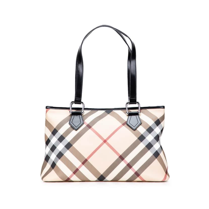 Burberry Supernova Check Coated Canvas Tote Brown Canvas Good condition - Front View