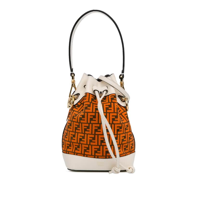 Fendi Mini Zucca Suede F is Fendi Mon Tresor Bucket Orange Leather Good condition - Front View