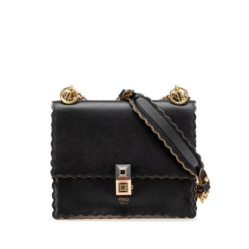 Fendi Small Leather Kan I Crossbody Black Leather Good condition - Front View