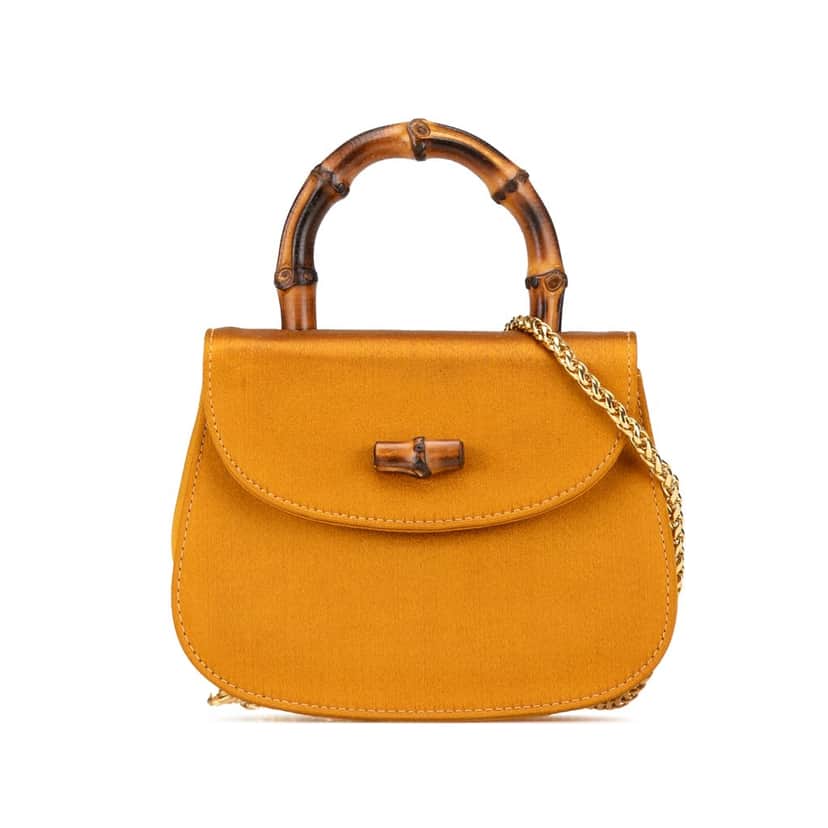 Gucci Mini Satin Bamboo Night Gold Satin Good condition - Front View