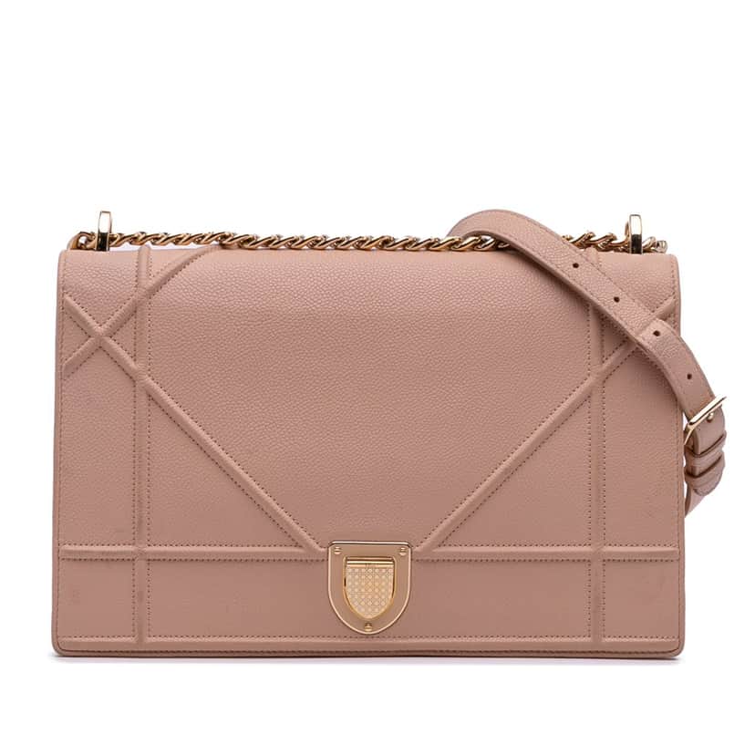 Dior Medium Grained Calfskin Diorama Flap Pink Leather Good condition - Front View