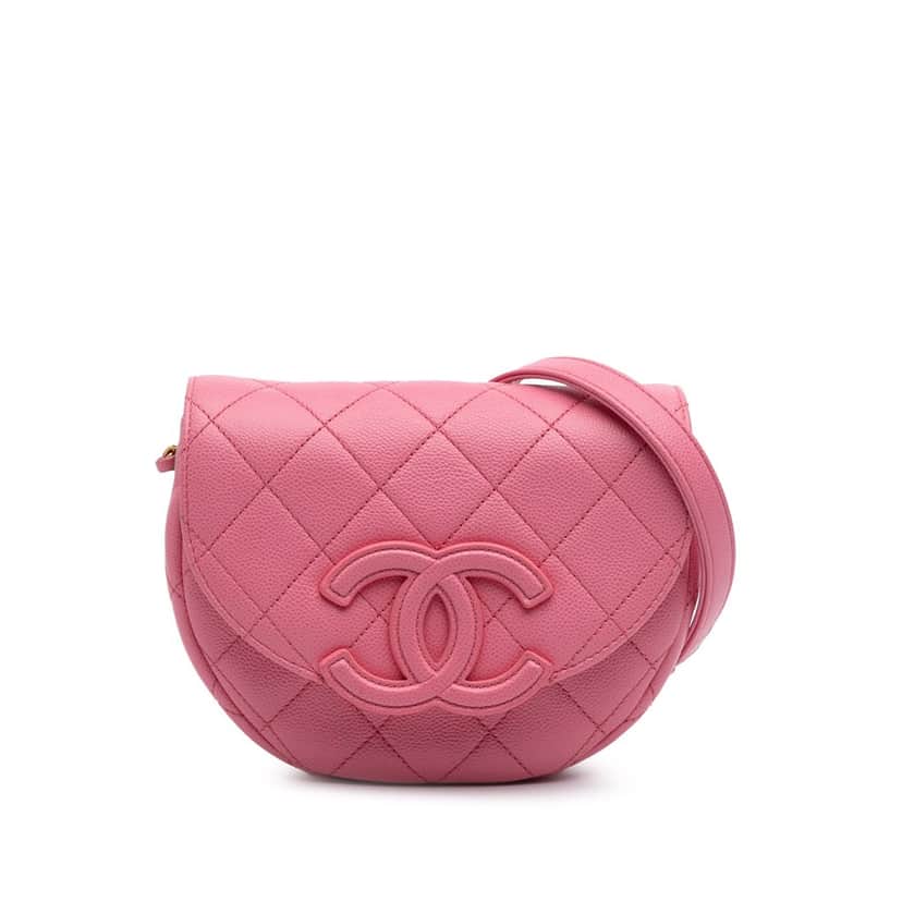 Chanel Mini CC Quilted Caviar Messenger Flap Pink Leather Very good condition - Front View