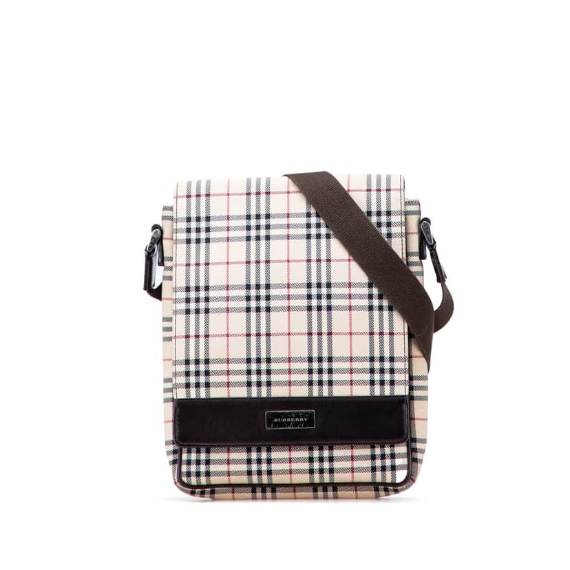 Burberry House Check Canvas Flap Crossbody Brown Canvas Good condition - Front View