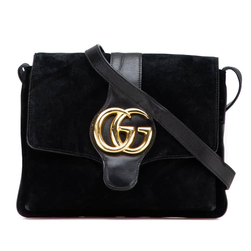 Gucci Medium Suede Arli Crossbody Black Leather Good condition - Front View