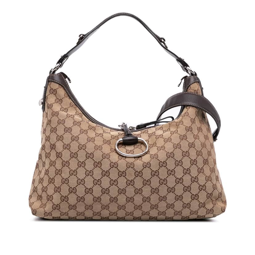 Gucci GG Canvas Icon Bit Satchel Brown Canvas Good condition - Front View