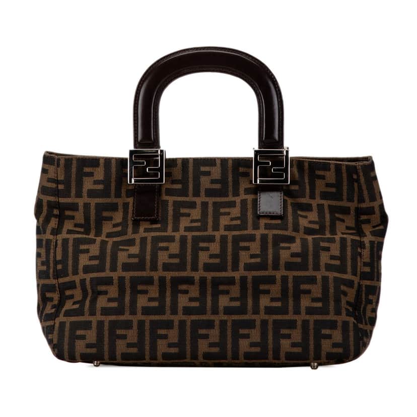 Fendi Small Zucca Canvas Twins Tote Brown Canvas Fair condition - Front View
