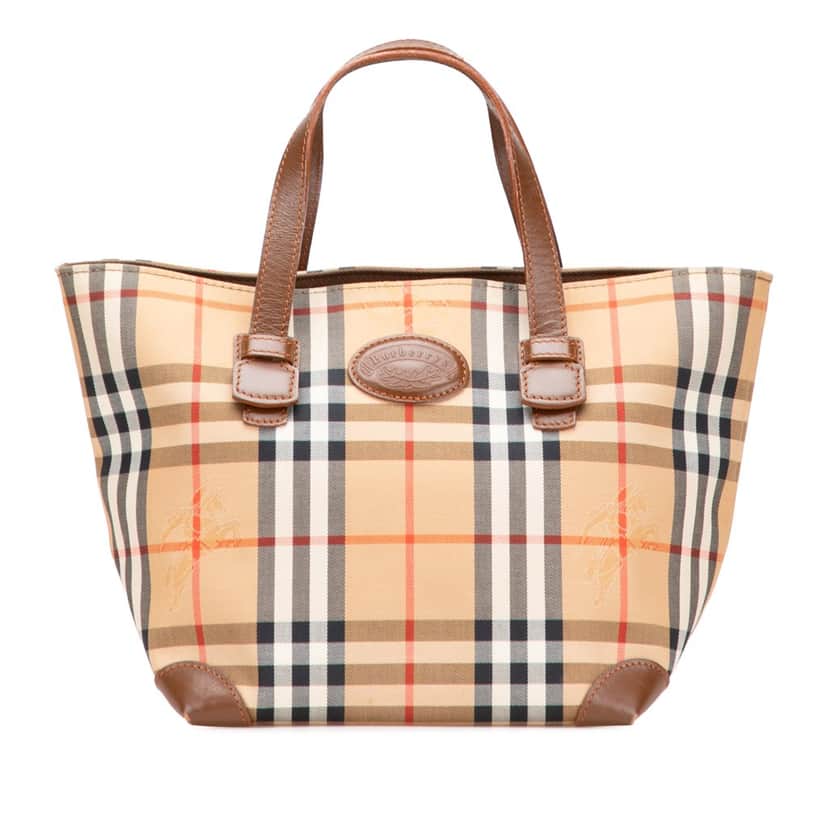 Burberry Haymarket Check Canvas Handbag Brown Canvas Good condition - Front View