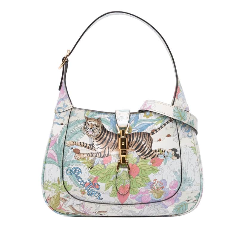 Gucci Small Calfskin Tiger Jackie 1961 Crossbody Blue Leather Good condition - Front View