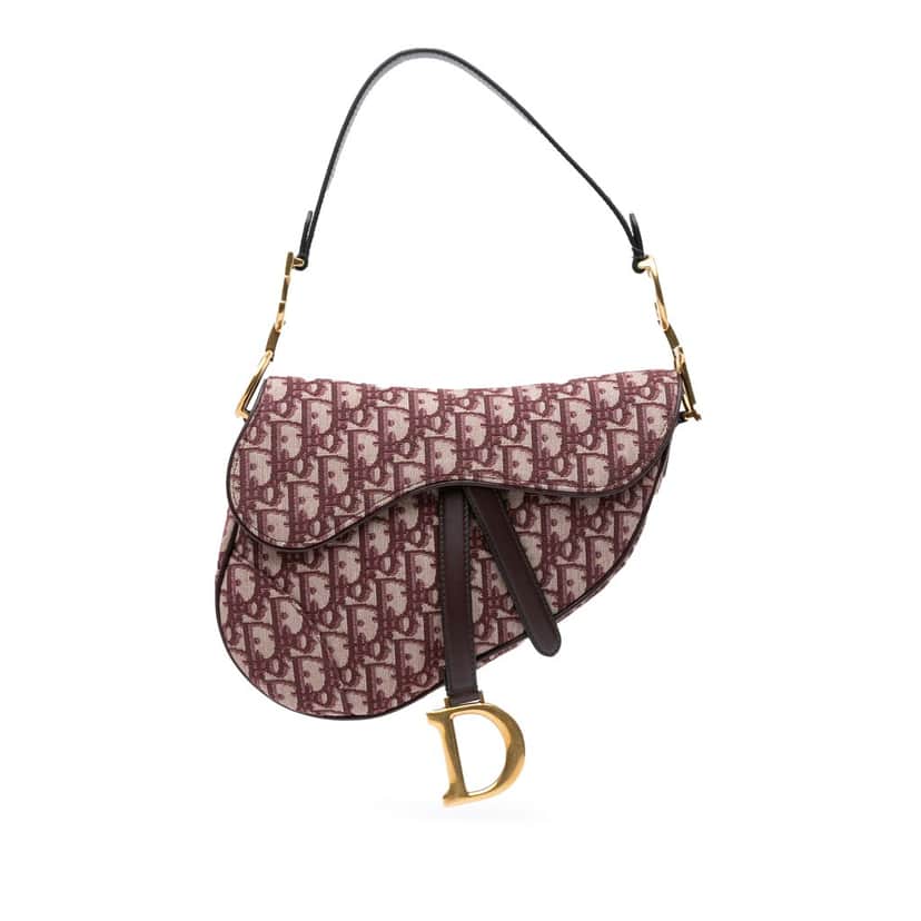 Dior Oblique Canvas Saddle Bag Red Canvas Good condition - Front View