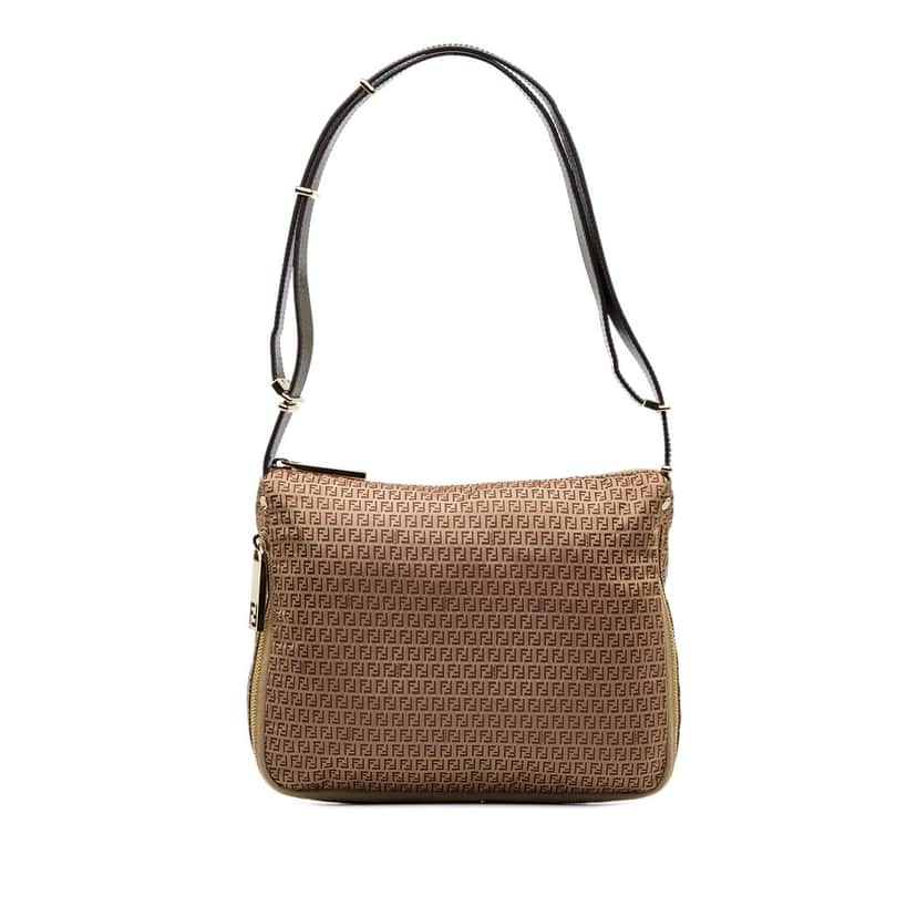 Fendi Micro Zucchino Nylon Shoulder Bag Brown Good condition - Front View