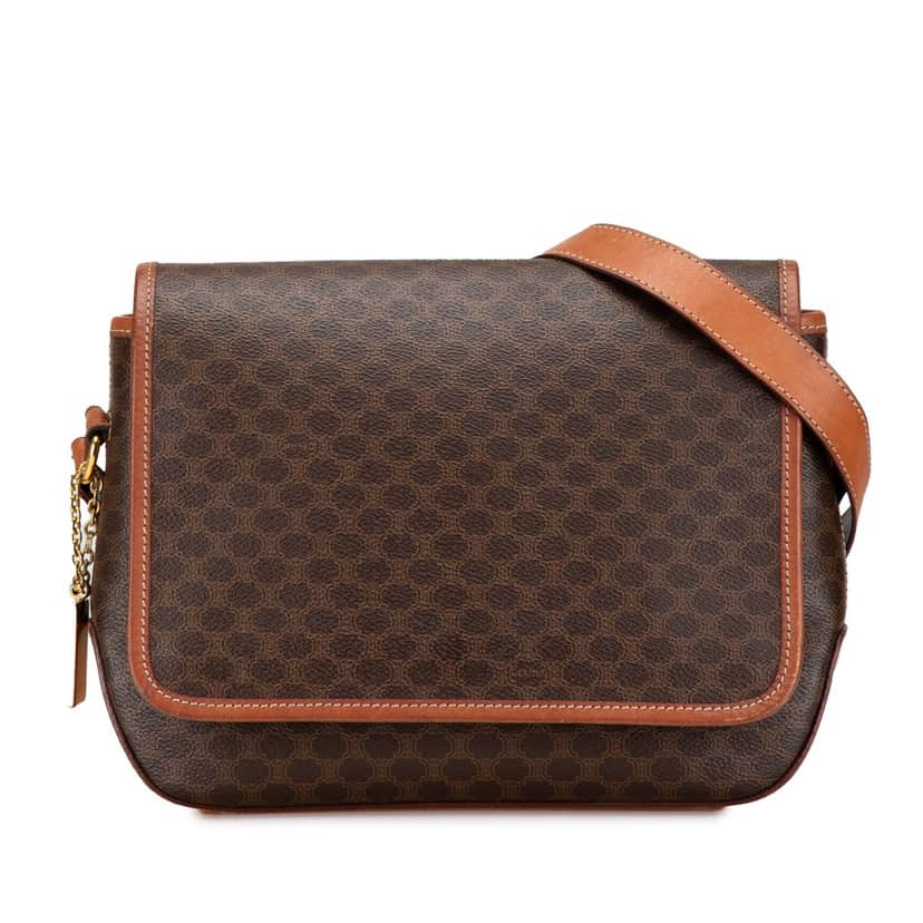 Celine Macadam Coated Canvas Crossbody Brown Canvas Fair condition - Front View