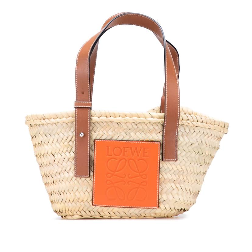 Loewe Small Raffia Basket Tote Brown Good condition - Front View