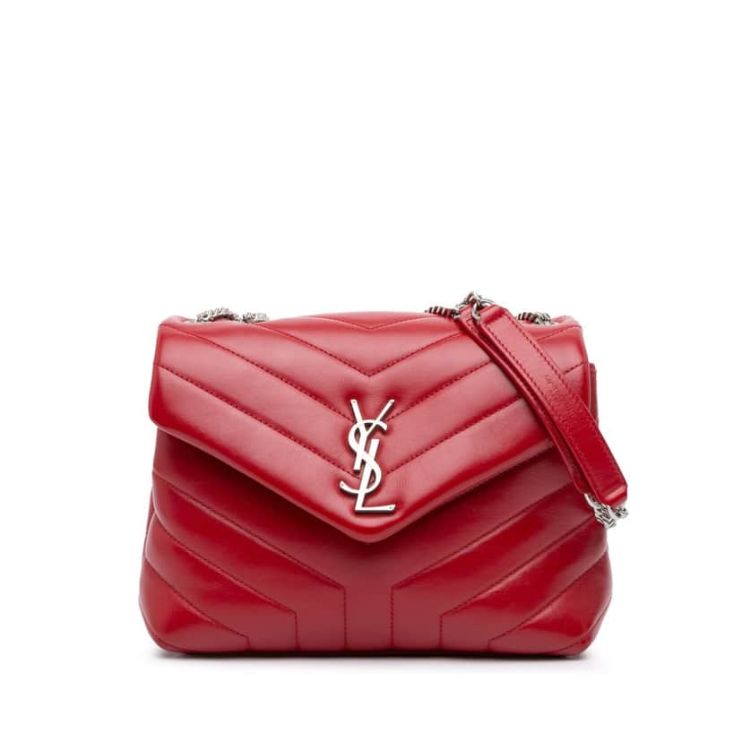 Saint Laurent Small Leather Monogram Loulou Crossbody Red Leather Good condition - Front View