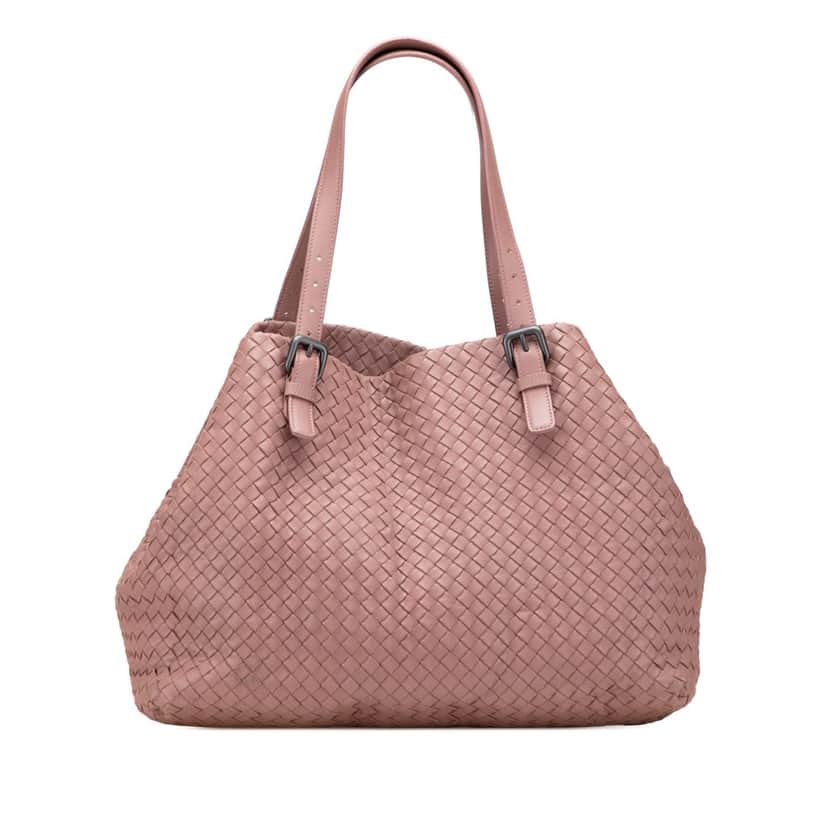 Bottega Veneta Large Nappa Intrecciato Cesta Tote Pink Leather Good condition - Front View