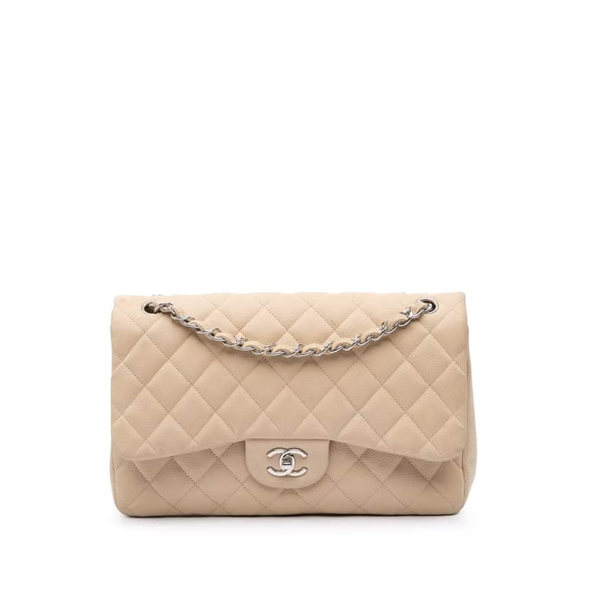 Chanel Jumbo Classic Caviar Double Flap Brown Leather Good condition - Front View