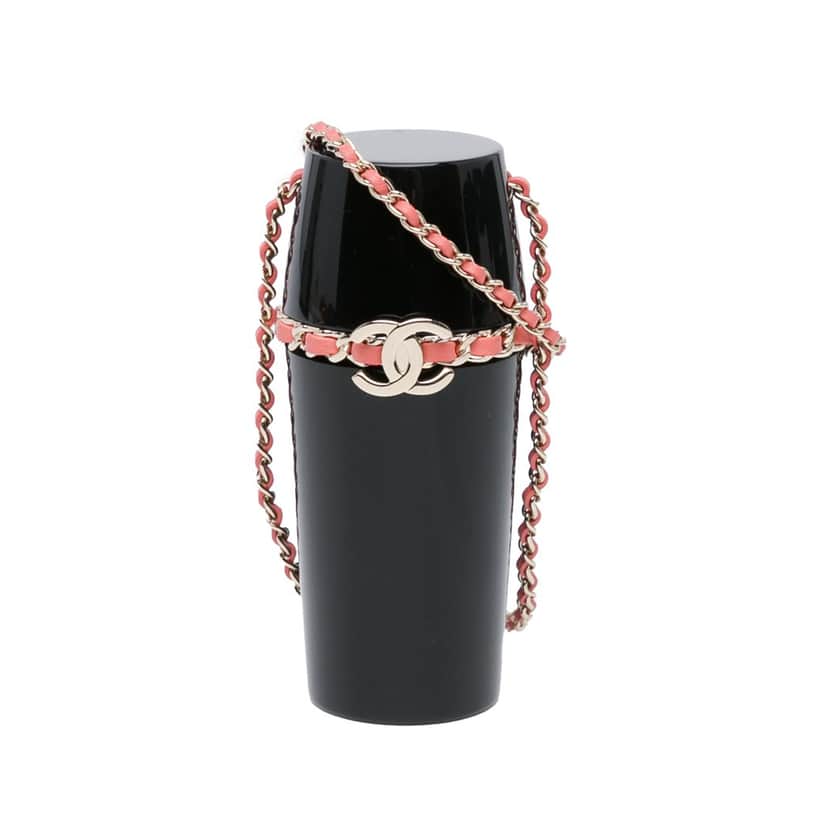 Chanel Lucite Lipstick Case On Chain Black Good condition - Front View