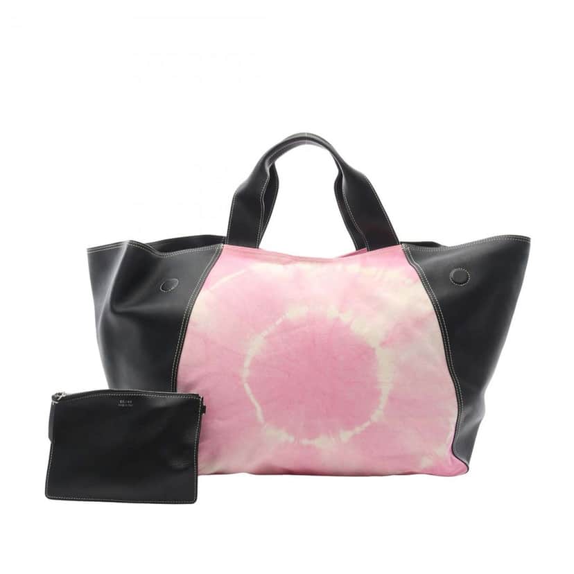 Celine Smooth Calfskin and Canvas Tie Dye Frame Tote Pink Canvas Good condition - Front View