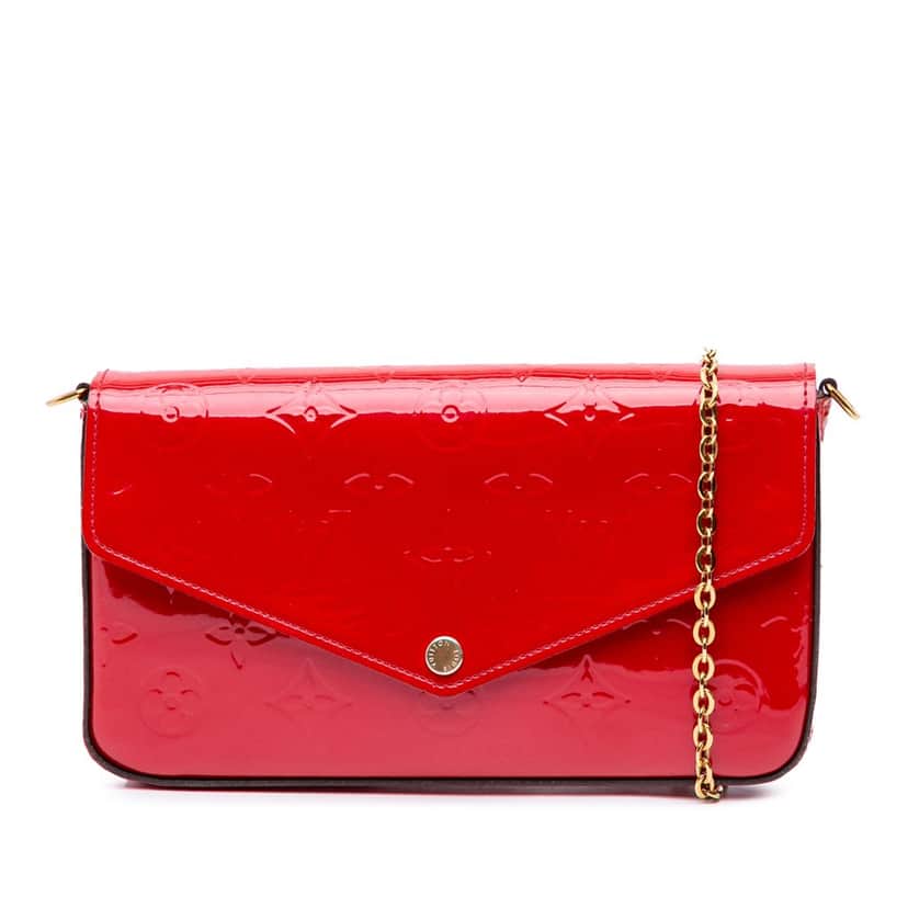 Louis Vuitton Monogram Vernis Pochette Felicie Red Leather Good condition - Front View