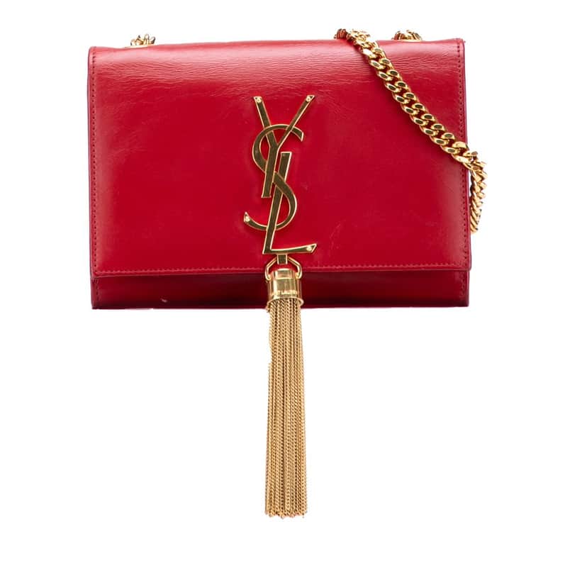 Saint Laurent Small Leather Monogram Kate Tassel Crossbody Red Leather Good condition - Front View