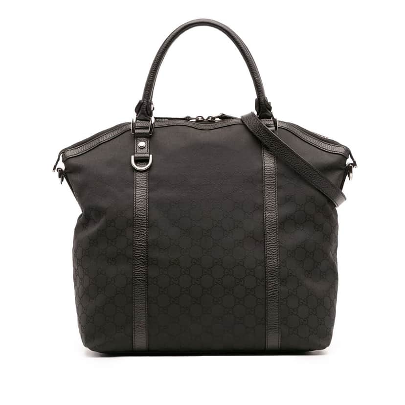 Gucci Large GG Canvas Charm Dome Satchel Black Leather Fair condition - Front View