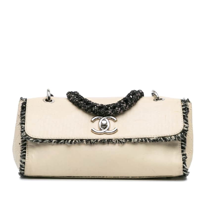 Chanel Lambskin Tweedy Flap Brown Leather Good condition - Front View