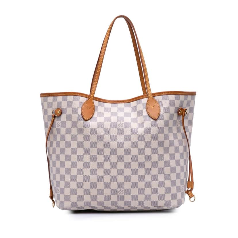 Louis Vuitton Damier Azur Neverfull MM White Canvas Good condition - Front View