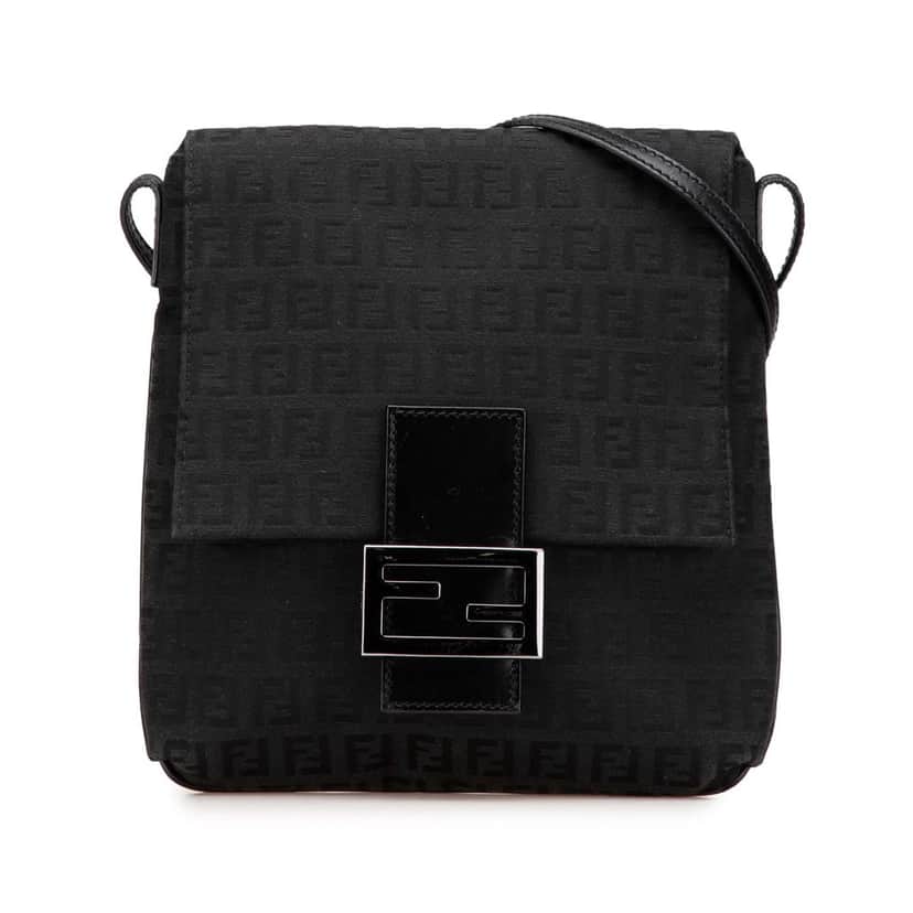 Fendi Zucchino Canvas Crossbody Black Canvas Good condition - Front View