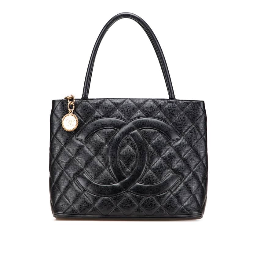 Chanel Caviar Medallion Tote Black Leather Good condition - Front View