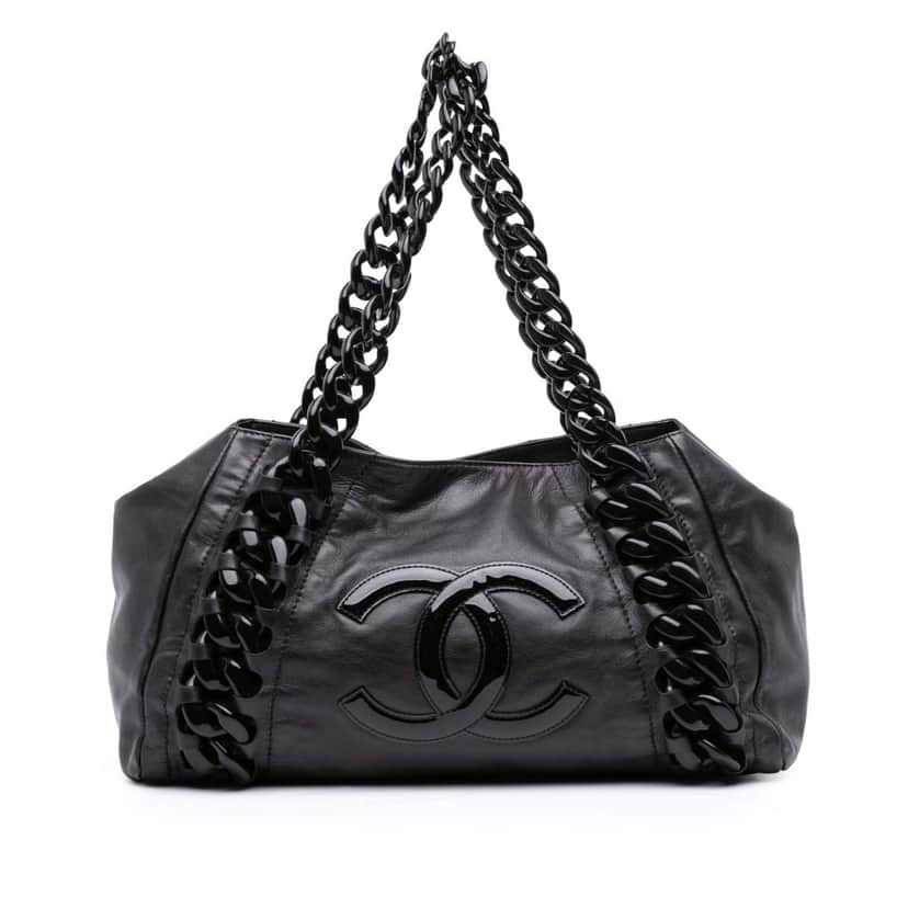 Chanel CC Calfskin Modern Chain Rhodoid East West Tote Black Leather Good condition - Front View