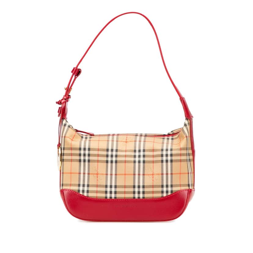 Burberry Haymarket Check Canvas Shoulder Bag Brown Canvas Good condition - Front View