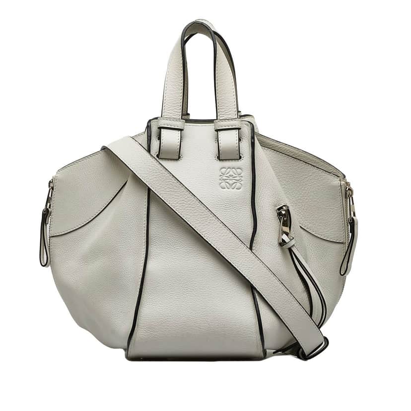 Loewe Small Hammock Bag White Leather Good condition - Front View