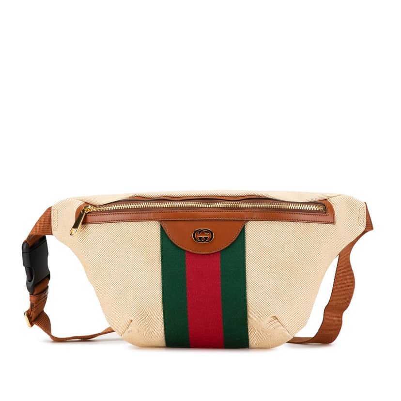 Gucci Canvas Web Belt Bag Brown Canvas Good condition - Front View