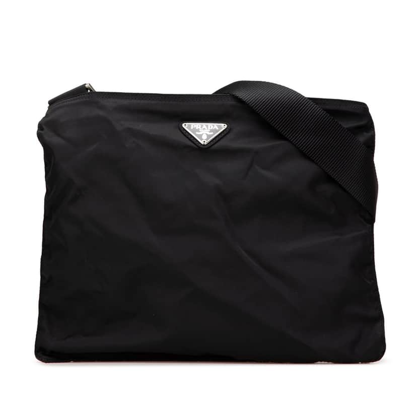 Prada Tessuto Zip Top Crossbody Black Good condition - Front View