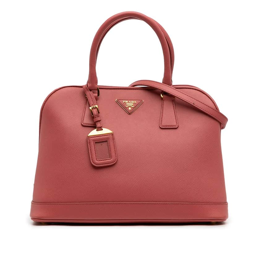 Prada Medium Saffiano Lux Open Promenade Satchel Pink Leather Good condition - Front View