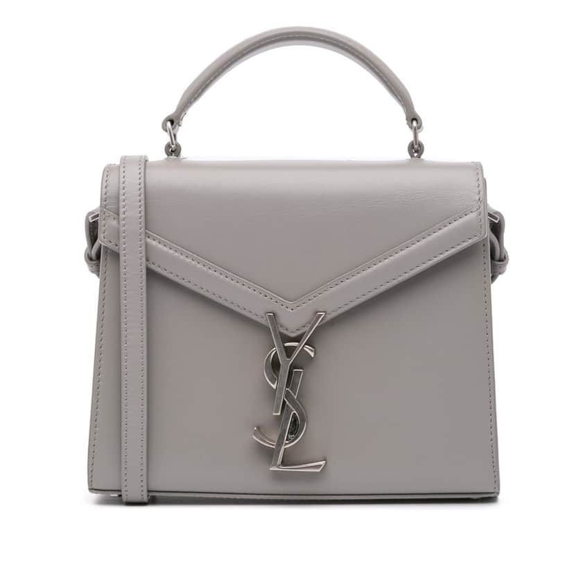 Saint Laurent Mini Leather Cassandra Top Handle Bag Grey Leather Good condition - Front View