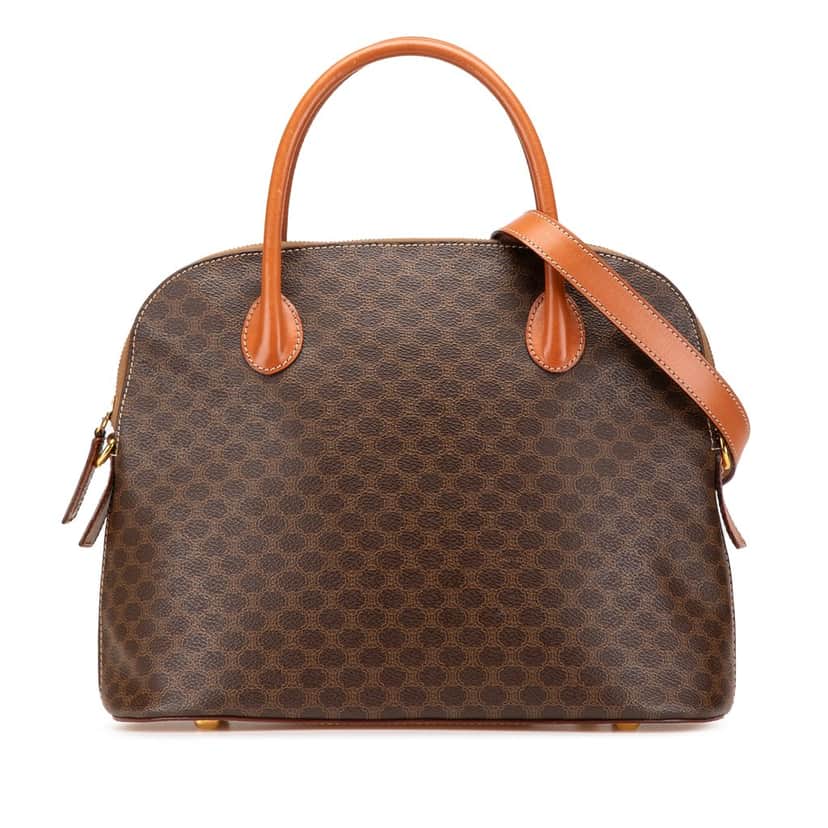 Celine Macadam Coated Canvas Dome Satchel Brown Canvas Good condition - Front View