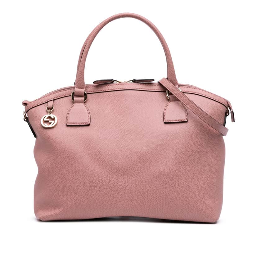 Gucci Large Dollar Calfskin GG Charm Dome Satchel Pink Leather Good condition - Front View