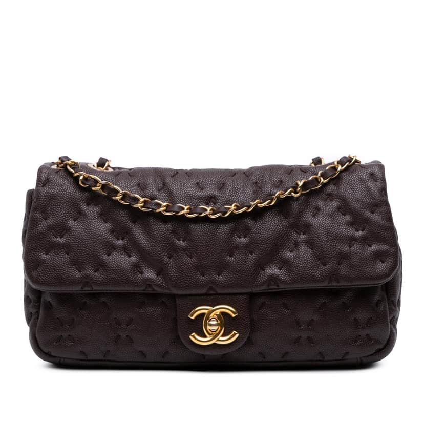 Chanel Caviar Wild Stitch Flap Brown Leather Good condition - Front View