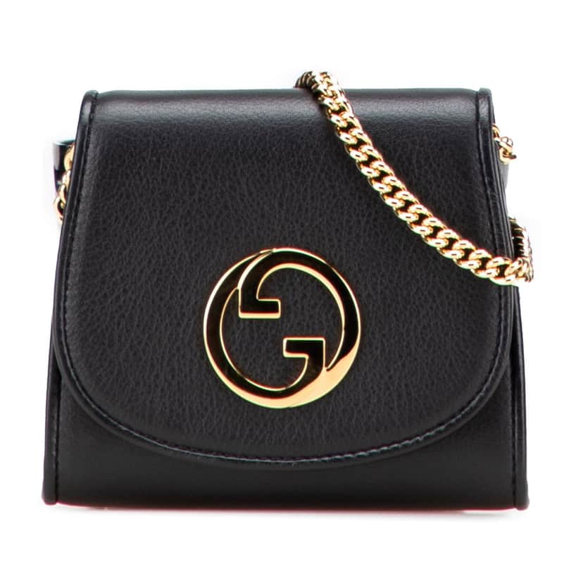 Gucci Medium Calfskin Blondie Wallet on Chain Black Leather Good condition - Front View