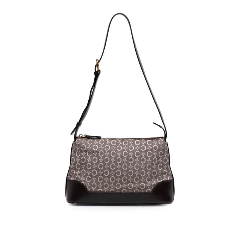 Celine C Macadam Canvas Shoulder Bag Brown Canvas Good condition - Front View