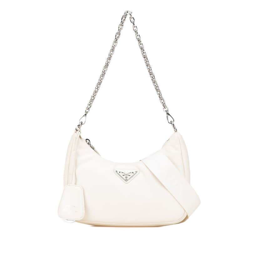 Prada Nappa Soft Padded Re Edition 2005 Satchel White Leather Good condition - Front View